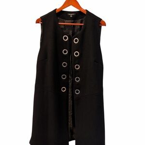 For Cynthia Black Sleeveless Vest with Eyelet Detail